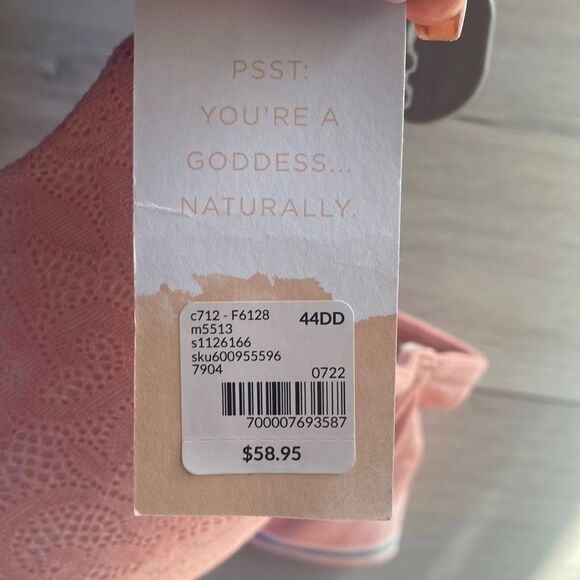 CACIQUE‎ Cotton Boost Plunge Bra With Lace Parisian Pink Bra 44DD NWT - Picture 6 of 8